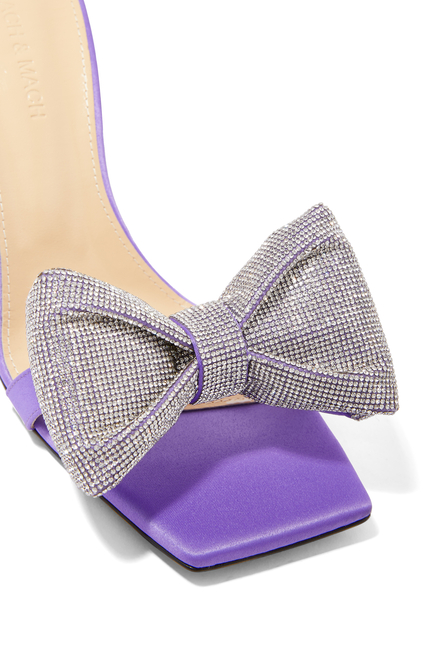 Nicole 95 Puffed Bow Satin Ankle-Tie Sandals